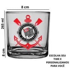 Copo de Whisky Vidro 265ml Personalizado com Escudo dos Melhores Time do Brasil!