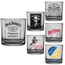 Conjunto 6 copos de whisky 265ml vidro personalizado Jack Daniel's Red Label Chivas White Horse coleção!
