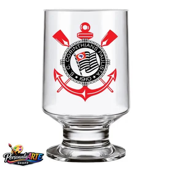 Taça de chopp copo de cerveja vidro personalizado com escudo do seu time!