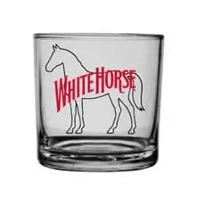 Copo de whisky 265ml vidro personalizado white horse cavalo branco!