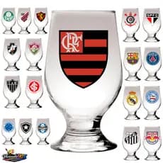 Copo de cerveja 300ml vidro personalizado com escudo de seu time!