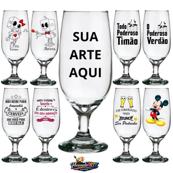 Taça de Cerveja Chopp de Vidro 300ml Personalizado a seu Estilo!