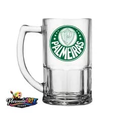 Caneca copo de chopp cerveja 320ml vidro personalizado com escudo do seu time!