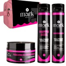 Kit para crescer e fortalecer cabelo feminino shampoo condicionador máscara + necessaire Mark Beauty