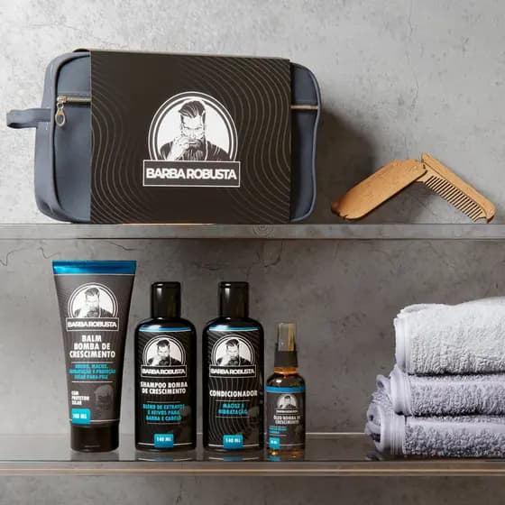 Produtos para Barba Shampoo Condicionador Balm Óleo Pente Necessaire Barba Robusta