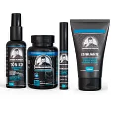 Kit Cresce Barba – Tônico, Esfoliante, Multivitamínico e Preenchedor