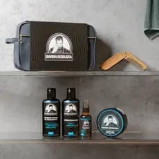 Kit barba Robusta Shampoo Condicionador Óleo necessaire e pente