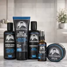 Kit Barba Robusta Cuidados com Shampoo Óleo Balm Condicionador e cera