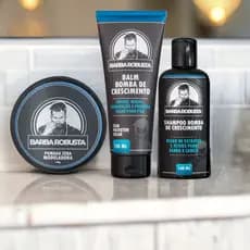 Kit barba robusta Shampoo, balm e cera