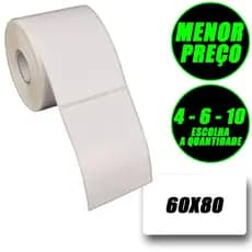 Rolos Etiqueta 60x80 Térmica Adesiva Balança Pacote Com 4 6 10 Rolo Zebra Elgin