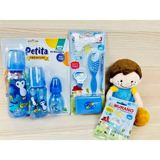 Kit Mamadeira Petita + Kit Higiene 4 Pçs + Chupeta 0-6 Meses