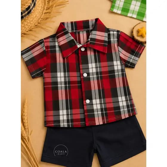 Conjunto Junina Camisa Xadrez + Shorts