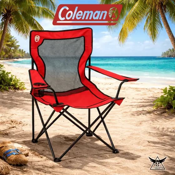 Cadeira Coleman | Extra Premium  Praia Dobrável Portátil Luxo Reforçada 150kg - Porta Copo Bolsa Top