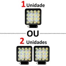 Farol De Milha Auxiliar 16 Leds 48w 12v/24v Quadrado MINI Fino Off-Road 6000k Universal