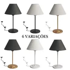 Abajur Minimalista De Ferro Decoração Sala Escritório Quarto Mesa Luminária Bivolt Clean