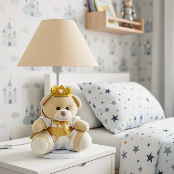 Luminária para Quarto Abajur Decoração Quarto Infantil Ursinho Príncipe
