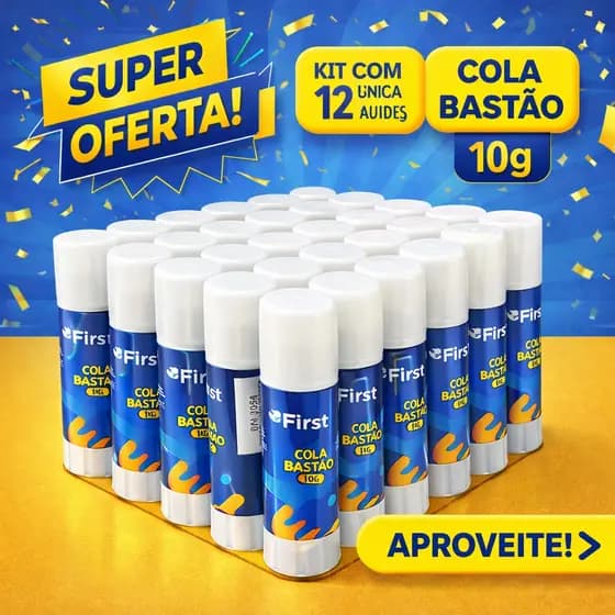 Kit 24 Unidades Cola Bastão Escolar Extra Forte Branco Secagem Rápida Material Escritório