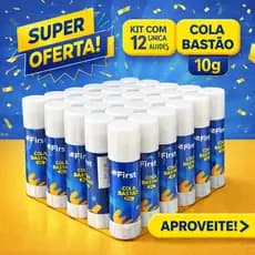 Kit 24 Unidades Cola Bastão Escolar Extra Forte Branco Secagem Rápida Material Escritório