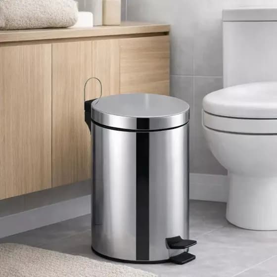 Lixeira Inox Pedal Cesto Organiza Balde Sujeira Papel Folha Descarta Cozinha Casa