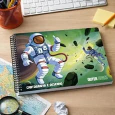 Caderno Temático Desenho Estudo Cartografia Papelaria Papel Pintar Escrever Escola Material