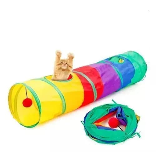 Tunel Interativo Colorido Pet Multi Entradas Gatos Brinquedo Estimulacao Diversao Resistente