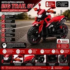 Moto Eletrica Infantil 6v Vermelha Potente Seguro Divertida Alta Performance