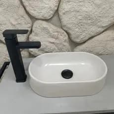 Cuba Pia De Apoio Oval Em Cimento Artesanal Para Lavabo Banheiro