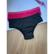 KIT C/ 2 Calcinha de microfibra tanga cós frizado lisa Forro De Algodão Plus size