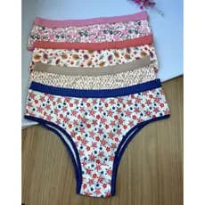 KIT C/ 4 Calcinha de microfibra tanga cós frizado Estampada Forro De Algodão