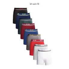 Kit Com 10 Cuecas Boxer D'luxe Lisa