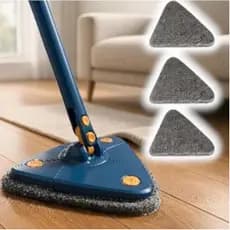Esfregão Mop Triângular Kit 3 Panos Refil de Microfibra 360° Giratório Rodo Limpador 109cm