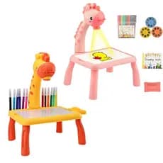 Lousa Mágica Mesa Projetora de desenho infantil Mesinha Pintura Discos Imagens com música e luz
