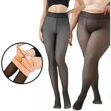 Meia-Calça Feminina Calça Térmica Translúcida Aveludada Tamanho único veste do P a M  32x99cm Marrom