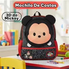 Mochila Escolar Infantil Mickey Mouse bolsos laterais bolso frontal 3D leve, duravel resistente