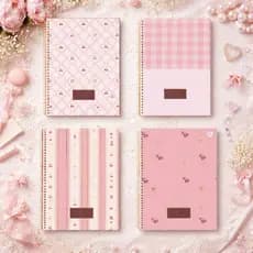 Caderno Universitário Espiral Feminino 80 Folhas 1 Matéria Capa Dura Folhas Pautadas e Decoradas Cereja Sweet Cherry