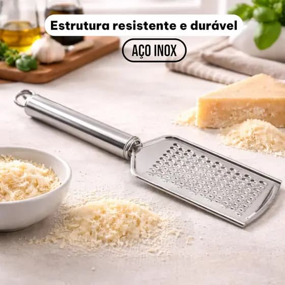 Ralador de Aço Inox para Queijo, Legumes e Frutas Resistente, Durável 24cm Profissional Com Cabo Anatômico