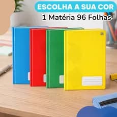 Caderno Brochurao Grande Universitário Costurado Capa Dura 1 matéria 96 Folhas pautadas Espiral