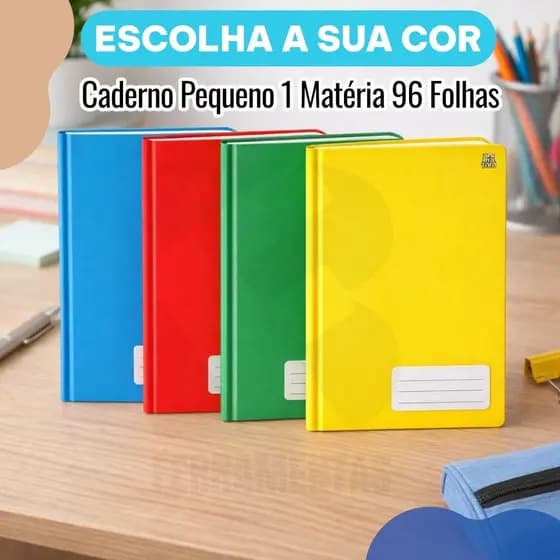 Cadernos Brochura Pequeno Capa Dura Costurado Reforçado 96 folhas Pautadas Anotações e Estudos