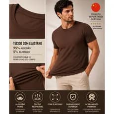 Camiseta Masculina Premium 95% Algodão 5% Elastano Importada Gola Redonda Básica