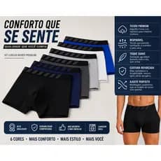 Kit 6 Cuecas Boxer Masculinas Premium Algodão Macio Alta Durabilidade 6 Cores