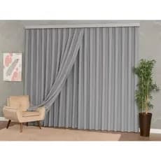 Cortina Trilho Suíço Duplo Voil Linho + Forro Blackout 8,00 x 2,30/2,40/2,50/2,60/2,70/2,80 Alto Padrão