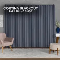 Cortina Trilho Suíço Blackout Tecido Grosso 4,00 x 2,30/2,40/2,50/2,60/2,70/2,80 Corta Luz
