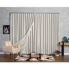 Cortina Trilho Suíço Simples Linho + Forro Blackout 5,00 x 2,30/2,40/2,50/2,60/2,70/2,80 Alto padrão