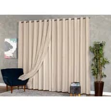 Cortina Voil Gaze De Linho 4,00 x 2,30/ 2,40/ 2,50/ 2,60/ 2,70 /2,80 C/Forro Blackout Grosso
