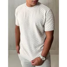 Camiseta Masculina Social Manga Curta Xadrez Malha T Shirt Elegante Estilo Modal Verao