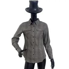 Camisa social feminina xadrez príncipe de gales Ref 8355