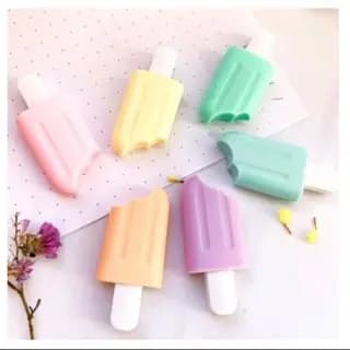 Kit 6 Marca Texto Formato Mini Picole Cenoura Beringela Cogumelo Ursinho Banana Fofo Kawaii