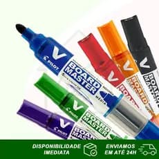 Canetão Pincel Marcador Recarregável Quadro Branco WBM-A V-Board Master Ponta Média, Refil WBS-VBM, Apagador ou Refil