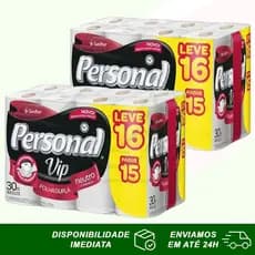 Kit 32 Rolos Com 30m Cada do Papel Higiênico Folha Dupla Personal VIP Original Promoção