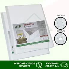 Saco Envelope Plástico 4 Furos/Sem Furos Grosso/Fino Ofício/A4 Pacote Com 100 Unidades ACP